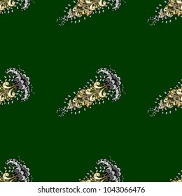 Seamless classic vector golden pattern. Traditional orient ornament. Classic vintage background. Seamless pattern on blue, black and white colors with golden elements and white doodles.