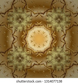 Seamless classic vector golden pattern. Classic vintage background. Traditional orient ornament. Seamless pattern on yellow and beige colors with golden elements. Vector illustration.