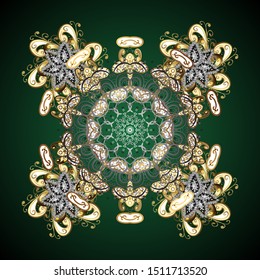 Seamless classic vector golden pattern. Classic vintage background. Seamless pattern on blue and gray colors with golden elements. Traditional orient ornament.