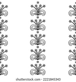 Seamless classic vector golden pattern. Classic vintage background. Traditional orient ornament. Seamless pattern on black elements with row. Vertical.