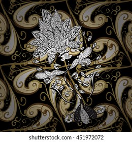 Seamless classic vector golden pattern. Traditional orient ornament. Golden pattern on colors with golden elements. Classic vintage background.