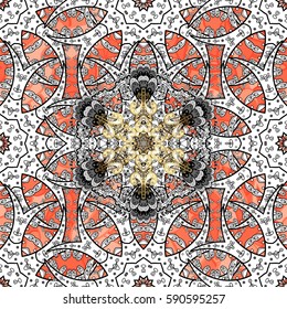 Seamless classic vector golden pattern. Traditional orient ornament. Classic vintage background. Seamless pattern on background with golden elements. Vector illustration.