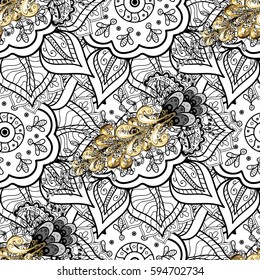 Seamless classic vector golden pattern. Traditional orient ornament, classic vintage background. Seamless pattern on background with golden elements.