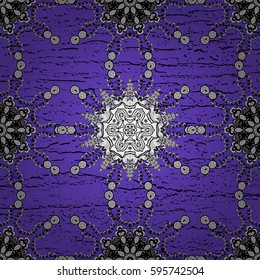 Seamless classic vector golden pattern. Classic vintage background. Seamless pattern on violet background with golden elements. Traditional orient ornament. Vector illustration.