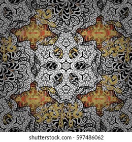 Seamless classic vector golden pattern. Traditional orient ornament. Classic vintage background. Seamless pattern on background with golden elements. Vector illustration.