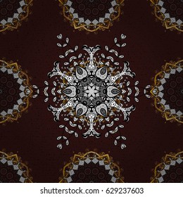 Seamless classic vector golden pattern. Traditional orient ornament. Classic vintage background. Golden pattern on brown background with golden elements.