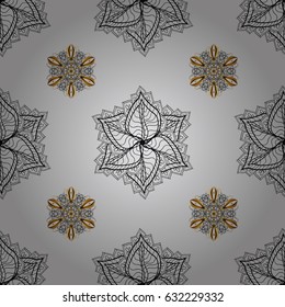 Seamless classic vector golden pattern. Traditional orient ornament, classic vintage background. Seamless pattern on gray background with golden elements.