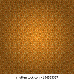 Seamless classic vector golden pattern. Traditional orient ornament on a orange background.