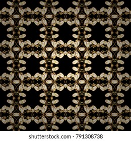 Seamless classic vector golden pattern. Classic vintage background. Seamless pattern on black colors with golden elements. Traditional orient ornament.