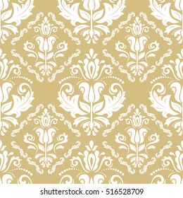 Seamless classic vector golden and white pattern. Traditional orient ornament