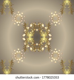 Impresionante patrón vectorial clásico gris y beige y dorado. Fondo clásico vintage. Ornamento tradicional.