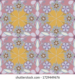 Seamless classic vector gray, blue and yellow pattern. Traditional orient ornament.