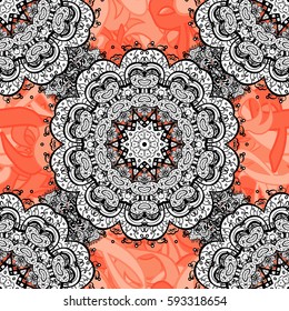 Seamless classic vector gray pattern. Seamless pattern with gray doodles elements. Traditional orient ornament. Classic vintage background. Vector illustration.