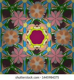 Seamless classic vector green, blue and brown pattern. Traditional orient ornament.