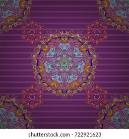 Seamless classic vector green, blue and orange pattern. Traditional orient ornament.