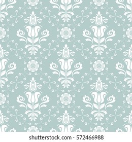 Seamless classic vector light blue and white pattern. Traditional orient ornament. Classic vintage background.