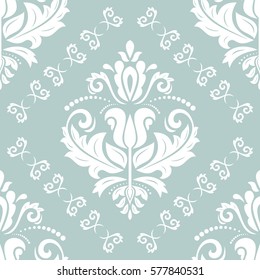 Seamless classic vector light blue and white pattern. Traditional orient ornament. Classic vintage background