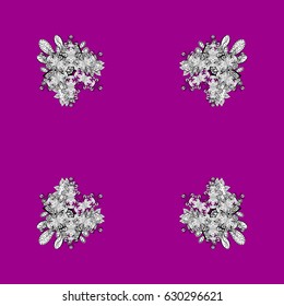 Seamless classic vector magenta and golden pattern. Traditional orient ornament with white doodles. Classic vintage background.