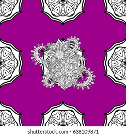 Seamless classic vector magenta and white pattern. Traditional orient ornament. Classic vintage background.
