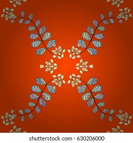 Seamless classic vector orange and golden pattern. Traditional orient ornament with white doodles. Classic vintage background.
