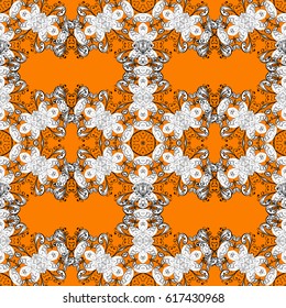 Seamless classic vector orange and white pattern. Traditional orient ornament. Classic vintage background.