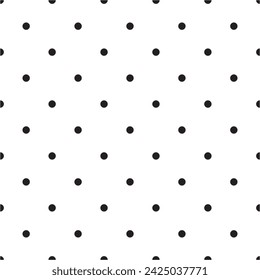 Seamless classic vector pattern with black polka dots on white background. For desktop wallpaper, kids website design, cards, invitations, wedding or baby shower albums, backgrounds, arts and scrapboo