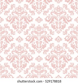 Seamless classic vector pink pattern. Traditional orient ornament. Classic vintage background.