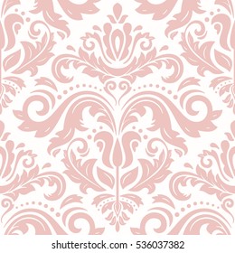 Seamless classic vector pink pattern. Traditional orient ornament. Classic vintage background