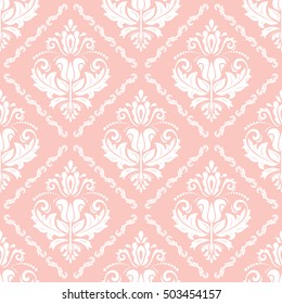 Seamless classic vector pink and white pattern. Traditional orient ornament