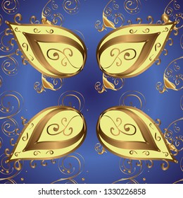 Seamless classic vector violet and blue and golden pattern. Classic vintage background. Traditional orient ornament.