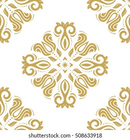 Seamless classic vector white and golden pattern. Traditional orient ornament