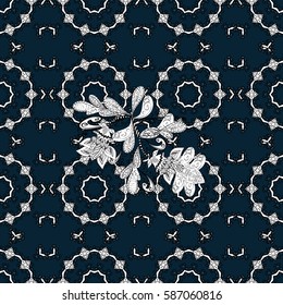 Seamless classic vector white pattern. Traditional orient ornament. Classic vintage background. Seamless pattern on blue background with white elements. Vector illustration.