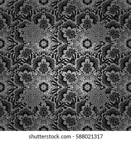 Seamless classic vector white pattern. Traditional orient ornament. Classic vintage background. Seamless pattern on background with white elements.