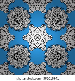 Seamless classic vector white pattern. Traditional orient ornament. Classic vintage background. Seamless pattern on blue background with white elements.