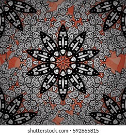 Seamless classic vector white pattern. Traditional orient ornament. Classic vintage background. Golden pattern on background with white elements.