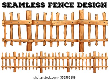 Seamless classic wooden fence design illustration