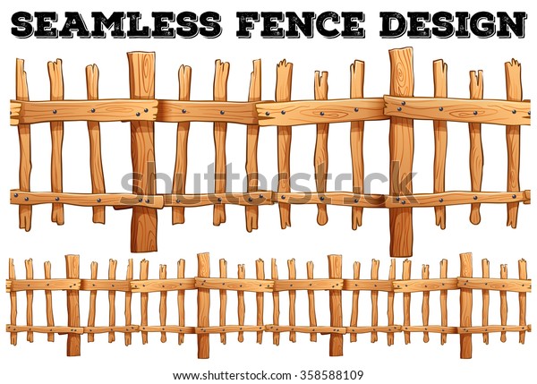 Seamless Classic Wooden Fence Design Illustration Stock Vector (Royalty