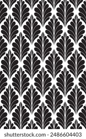 Seamless classical floral pattern. Elegant monochrome vector design.