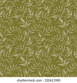 Seamless classical grassy organic  pattern. Vector print for design.