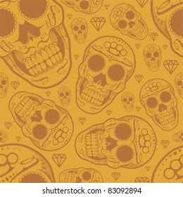 Seamless Classical Skull Vector Background