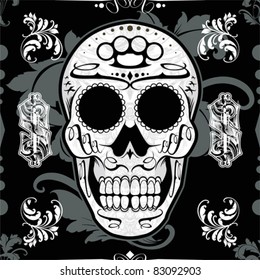 Seamless Classical Skull Vector Background