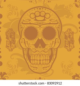 Seamless Classical Skull Vector Background