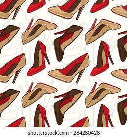 Seamless Classy and Elegance Stiletto / High Heels Shoes Illustration Background Pattern in Vector