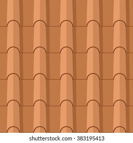 Seamless clay roofing tile flat vector texture. 