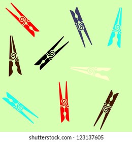 Seamless Clothes pins. Vector illustration.