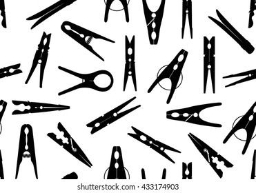Seamless clothespin background isolated on white