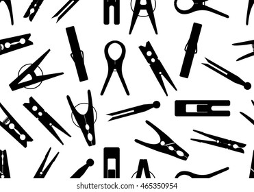 Seamless clothespin background isolated on white