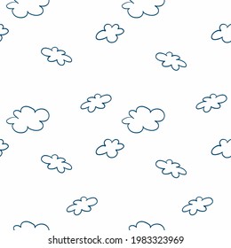 Seamless cloud illustration for printing on textiles and wallpaper