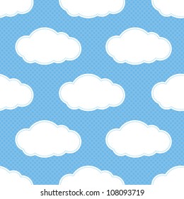 Seamless cloud pattern in blue cyan square.