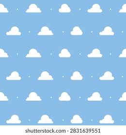 Seamless Cloud Pattern on Blue Background for Baby Nursery Wallpaper, Kids Fabric and Textile Design